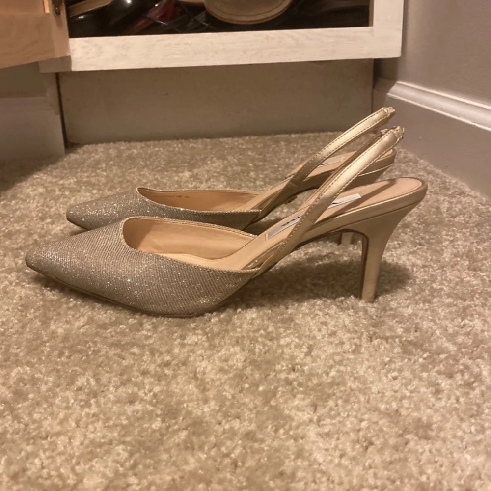 Great condition gold sling back heels